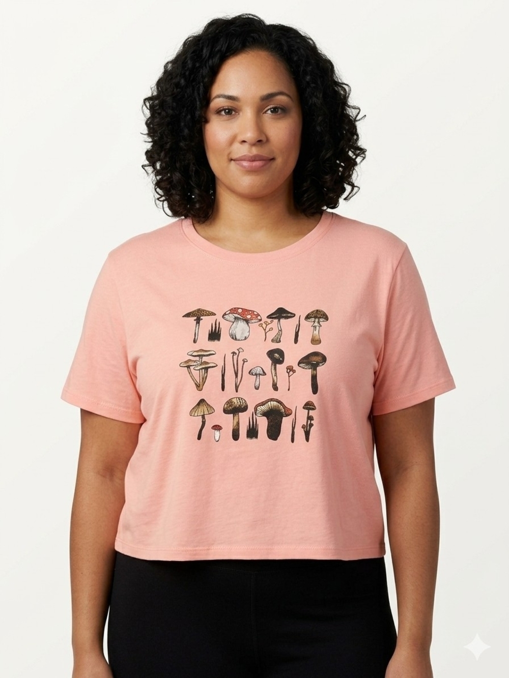 Women’s Peach Mushroom Graphic Crop T-shirt Woman's Size XXL